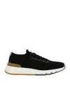 Brunello Cucinelli Cotton Knit And Semi-polished Calfskin Runner Sneakers In Multi