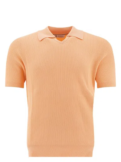 BRUNELLO CUCINELLI MEN'S KNITTED POLO SHIRT