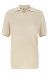 Brunello Cucinelli Light Grey Ribbed Knit Cotton Polo Collar Sweater For Men In Multi