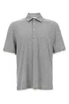 Brunello Cucinelli Silk Polo Sweater With Two-tone Double Layer Detail In Gray