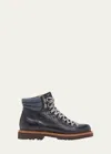 Brunello Cucinelli Men's Leather Alpine Hiking Boots In Navy