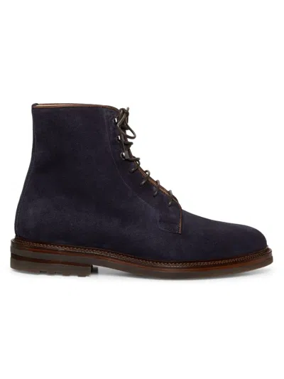 Brunello Cucinelli Men's Leather Ankle Boots In Navy