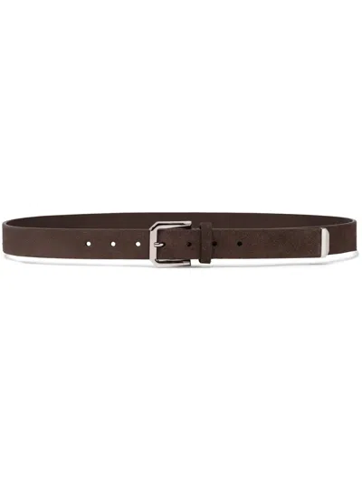 Brunello Cucinelli Men Leather Belt In Black