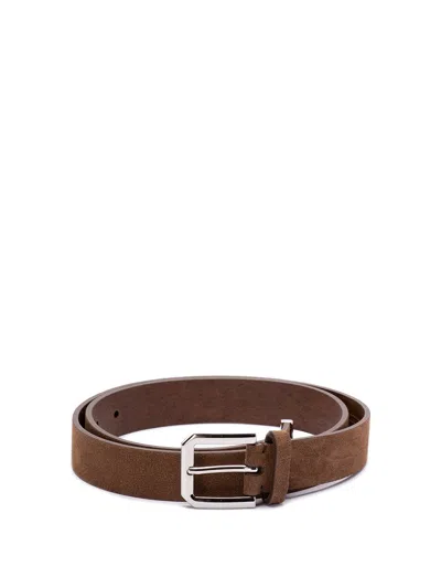 Brunello Cucinelli Men Leather Belt In Brown