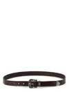 Brunello Cucinelli Leather Belt With Turquoise Stone Embellishments In Marrone Scuro