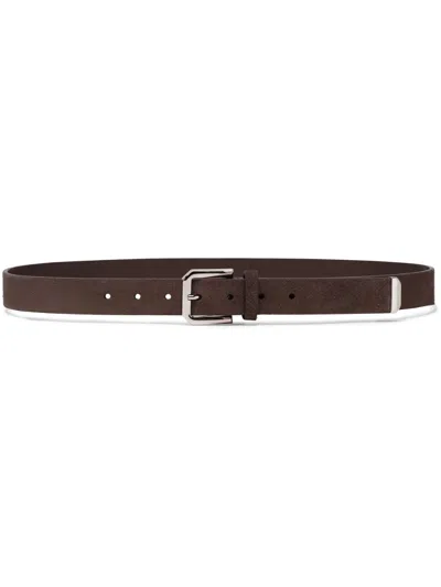 Brunello Cucinelli Men Leather Belt In Brown