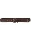 Brunello Cucinelli Inverted Leather Belt With Square Buckle And Toecap In Brown