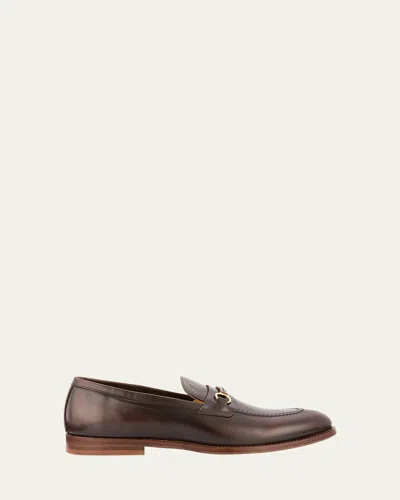 Brunello Cucinelli Men's Leather Bit Loafers In Dark Brown