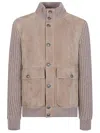 Brunello Cucinelli Bomber Jacket With Knitted Back And Textured Knit Sleeves