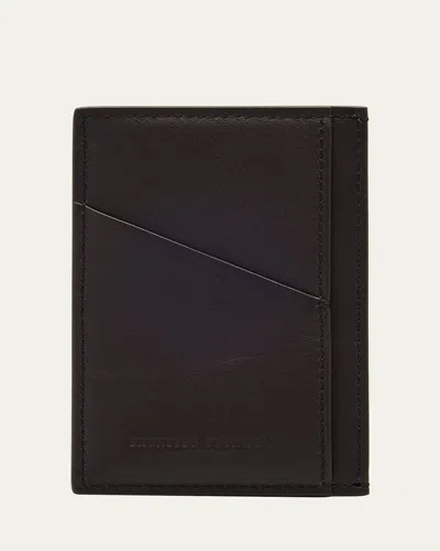 Brunello Cucinelli Men's Leather Card Holder In Brown