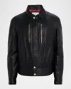 Brunello Cucinelli Men's Leather Full-zip Bomber Jacket With Chest Zips In Black
