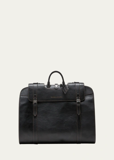 Brunello Cucinelli Men's Leather Garment Bag In Black