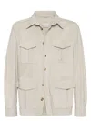 Brunello Cucinelli Suede Lamb Leather Jacket In Beige In Beige