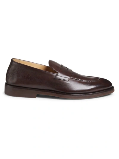 Brunello Cucinelli Men's Leather Loafers In Brown