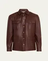 Brunello Cucinelli Men's Leather Safari Jacket In Brown