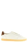 Brunello Cucinelli Hammered Leather Sneakers With Suede Accents In Neutral