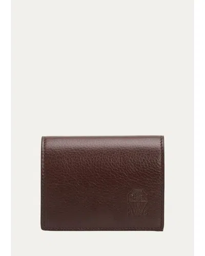Brunello Cucinelli Men's Leather Trifold Wallet In Brown
