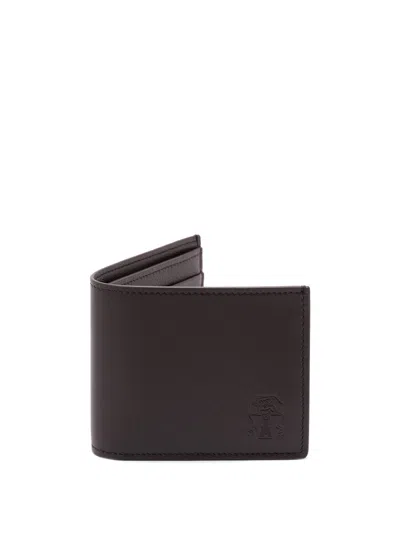 Brunello Cucinelli Men Leather Wallet In Brown
