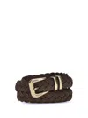 Brunello Cucinelli Men Leather Woven Belt In Brown