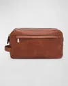 Brunello Cucinelli Men's Leather Zip Toiletry Bag In C6608 Copper