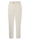 Brunello Cucinelli Cotton Slim Fit Pants In Cream
