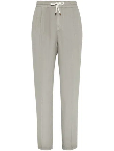 Brunello Cucinelli Men Leisure Fit Pants With Drawstring In Multi