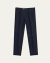 Brunello Cucinelli Men's Double-pleated Wool Pants In Navy