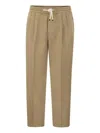 Brunello Cucinelli Men Leisure Fit Trousers In Linen And Cotton Gabardine In Beige