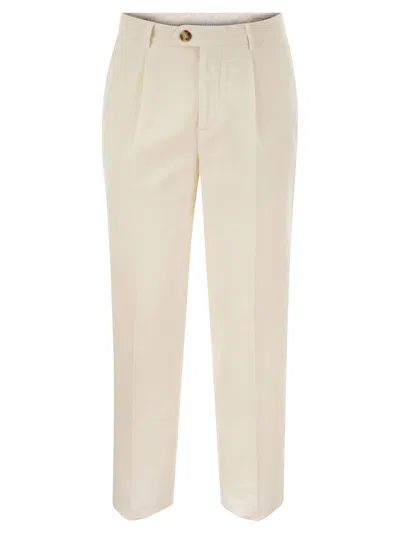 BRUNELLO CUCINELLI BRUNELLO CUCINELLI MEN LEISURE FIT TROUSERS IN GARMENT DYED COTTON CORDUROY WITH DARTS