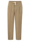 Brunello Cucinelli Men Leisure Fit Trousers In Linen And Cotton Gabardine In White