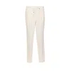 Brunello Cucinelli Men Leisure Fit Trousers In Ribbed Velvet With Drawstring And Double Pince In Neutral