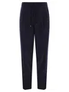 Brunello Cucinelli Men Leisure Fit Trousers In Virgin Wool Flannel With Drawstring And Double Darts In Blue