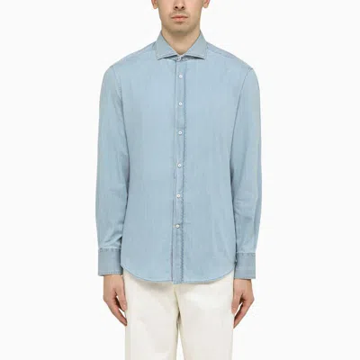 Brunello Cucinelli Men's Light Blue Denim Shirt