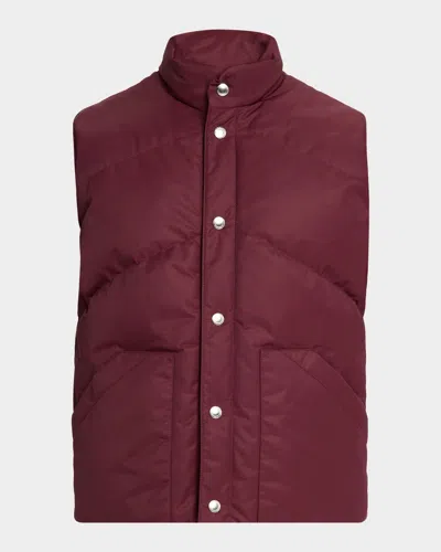 Brunello Cucinelli Men's Lightly Padded Techno Vest In Burgundy