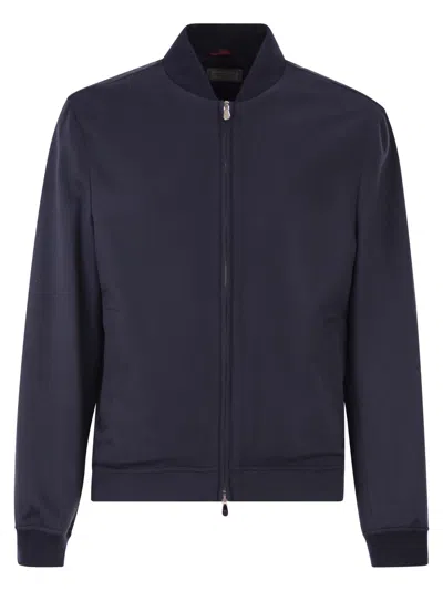 Brunello Cucinelli Men Lightweight Cashmere Flannel Bomber Jacket In Burgundy