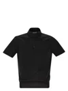 Brunello Cucinelli Men Lightweight Cotton Knit Polo Shirt In Black