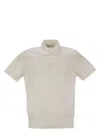 Brunello Cucinelli Men Lightweight Cotton Knit Polo Shirt In Cream