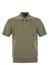 Brunello Cucinelli Lightweight Cotton Knit Polo Shirt In Khaki