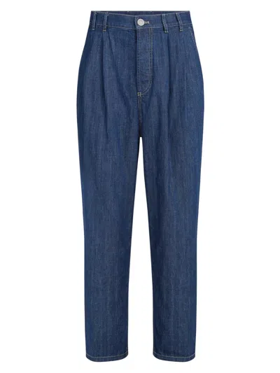 Brunello Cucinelli Iconic Fit Five-pocket Trousers In Lightweight Denim With Double Pleats In Blue