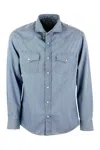 Brunello Cucinelli Button-up Denim Shirt In Light Denim