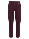 Brunello Cucinelli Cotton Trousers With Front And Back Pockets In Burgundy