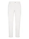 Brunello Cucinelli Straight Trousers With Belt Loops And Embroidered Detail In White