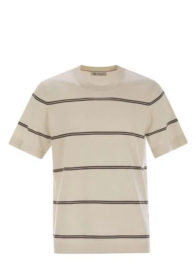 BRUNELLO CUCINELLI MEN'S LIGHTWEIGHT STRIPED COTTON KNIT T-SHIRT