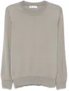 Brunello Cucinelli Lightweight Crew Neck Sweater With Ribbed Cuffs In Gray