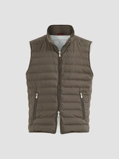 Brunello Cucinelli Sleeveless Cotton Vest In Brown
