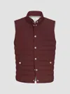 Brunello Cucinelli Lightweight Techno Fabric Down Vest In Burgundy