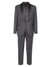 BRUNELLO CUCINELLI MEN'S LIGHTWEIGHT VIRGIN WOOL AND SILK TWILL TUXEDO WITH SHAWL LAPEL JACKET AND PLEATED TROUSERS