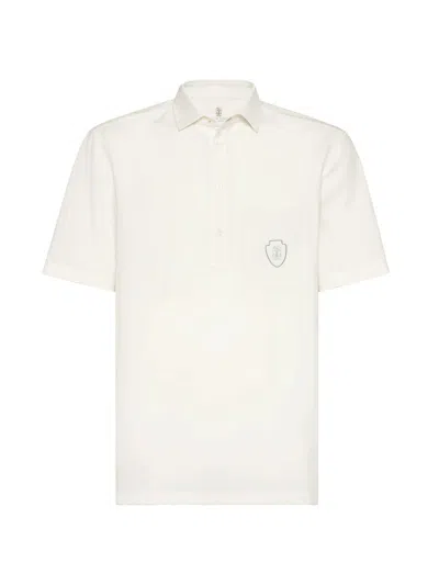 Brunello Cucinelli Polo With Pocket And Logo In White