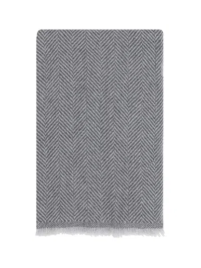 Brunello Cucinelli Men Linen And Cashmere Scarf In Gray