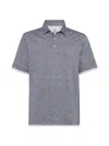 Brunello Cucinelli Men's Linen And Cotton Jersey Style Collar Polo Shirt In Navy Blue